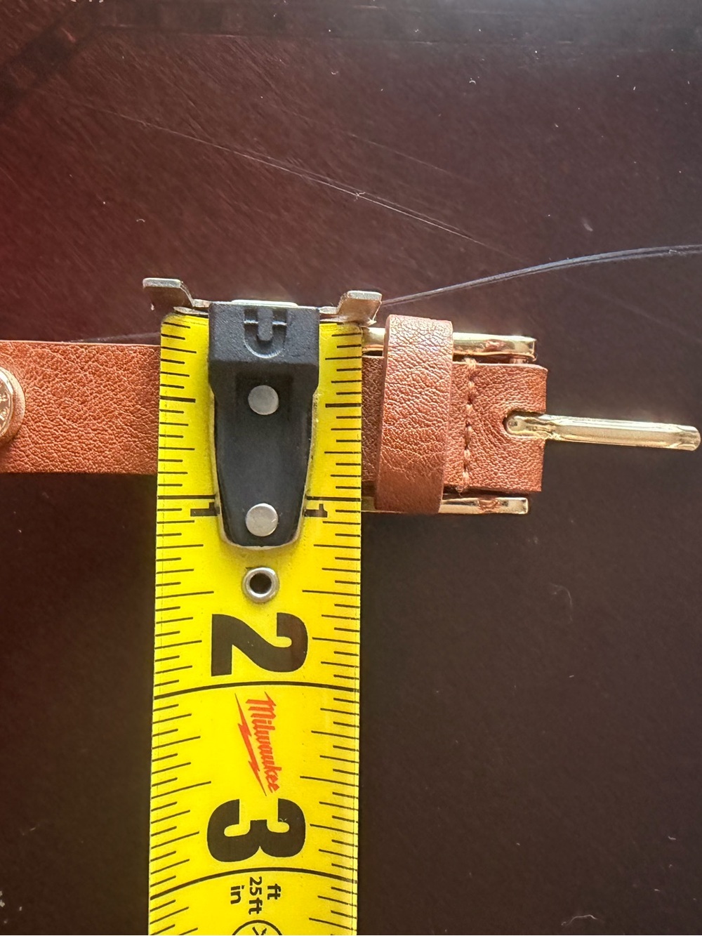 Steve Madden Women’s Tan Leather Belt with Gold Buckle - Picture 5 of 5